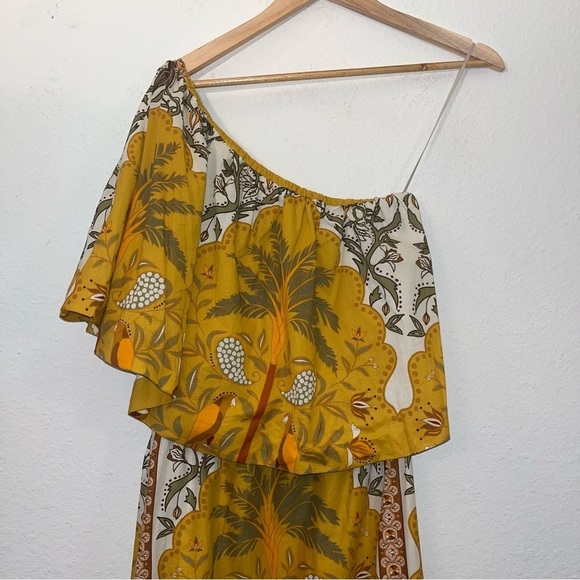 JOHANNA ORTIZ From Salsa To Mamba dress midi yellow one shoulder tropical boho - Picture 9 of 15